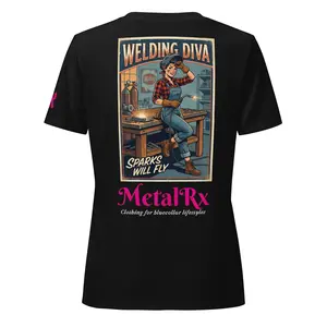 Lady's Cotton Short-Sleeve Top - MetalRx Welding Diva Design, Streetwear Style, Lightweight Polyester-Yarn Fabric, Casual Everyday Fit