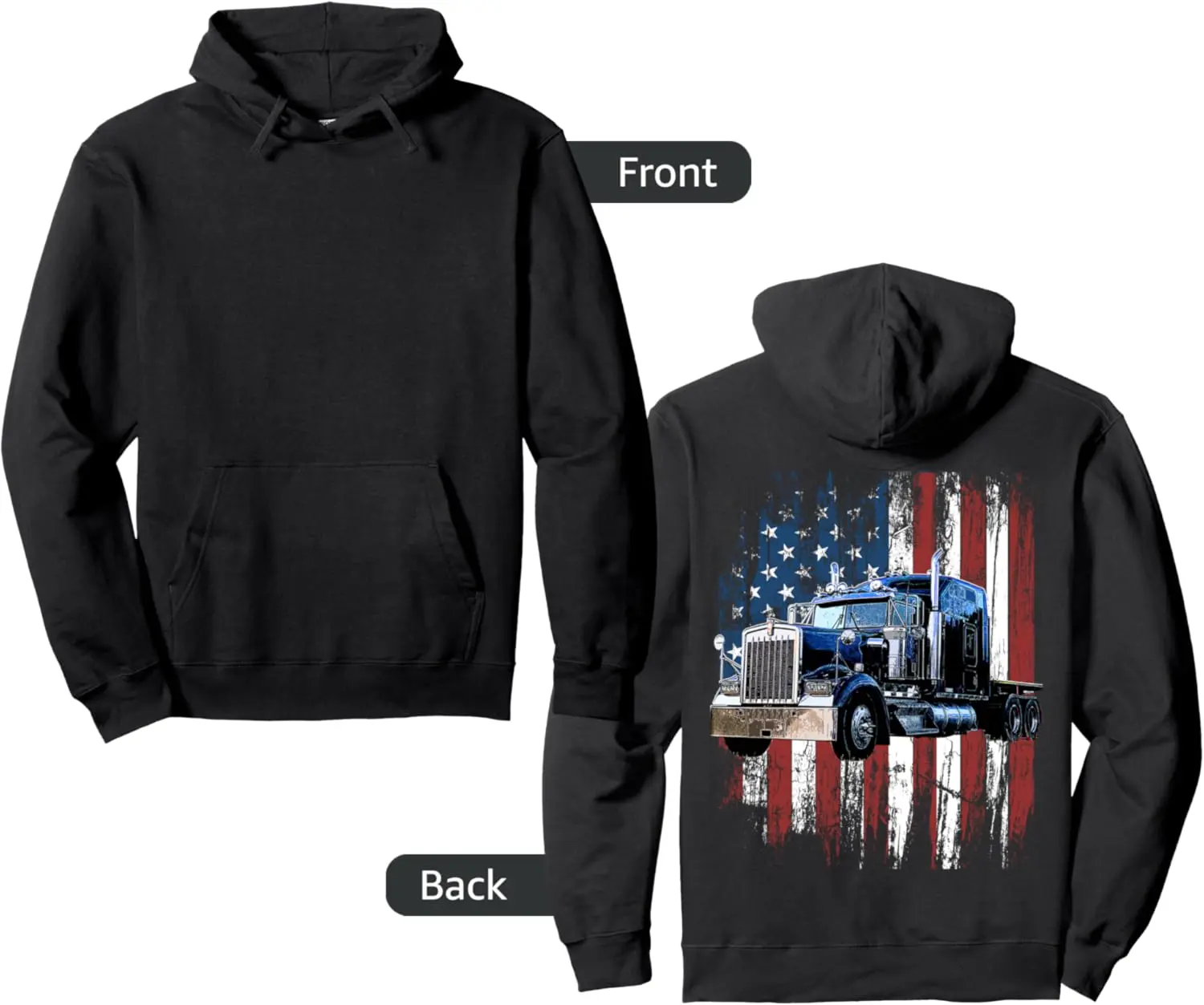 Trucker American Flag Truck Driver Hoodie Truck Driver Gift Pullover Hoodie