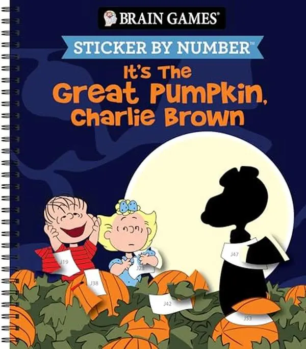Brain Games - Sticker by Number: It's the Great Pumpkin, Charlie Brown (Halloween) -- Publications International Ltd - Spiral