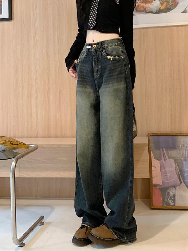 EMMIOL Wide Leg Baggy Jeans for Women – Y2K  Low Rise Denim jeans, Casual Streetwear 4 Pockets, Button Closure & Belt Loose Fit,baggy Fit Jean