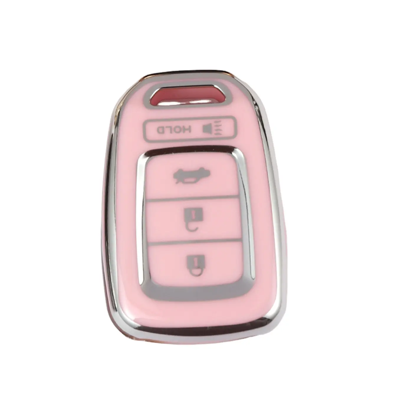 1pc Key Shell for 4-Key Car Keys, Tpu Soft Shell Car Key Protector Compatible with Honda Accord 2016-2017 & Civic 2016-2019, Choose From Multiple Colors and Keychains, Car Key Accessory