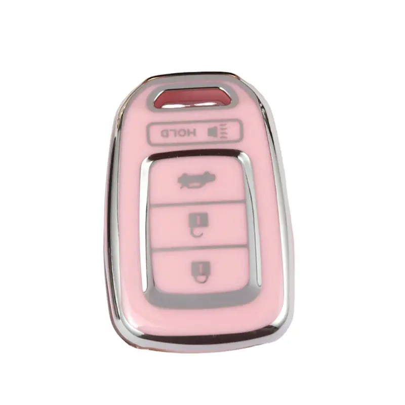 1pc Key Shell for 4-Key Car Keys, Tpu Soft Shell Car Key Protector Compatible with Honda Accord 2016-2017 & Civic 2016-2019, Choose From Multiple Colors and Keychains, Car Key Accessory