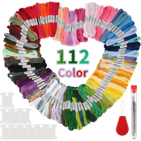 112 Colours Embroidery Thread Set,Embroidery Floss,8 Metres 6 Thread Each,Embroidery Thread Cotton Embroidery Thread Set for Embroidery Crafts Knitting Bracelet Thread Sewing Thread Cross Stitch Work