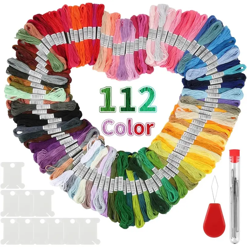 112 Colours Embroidery Thread Set,Embroidery Floss,8 Metres 6 Thread Each,Embroidery Thread Cotton Embroidery Thread Set for Embroidery Crafts Knitting Bracelet Thread Sewing Thread Cross Stitch Work