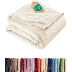 Ultra Soft Fleece Throw Blanket Lightweight for Couch Bed Chair Thick Warm Breathable All Season Cozy Fuzzy Anti-Static Microplush Bedding Cream