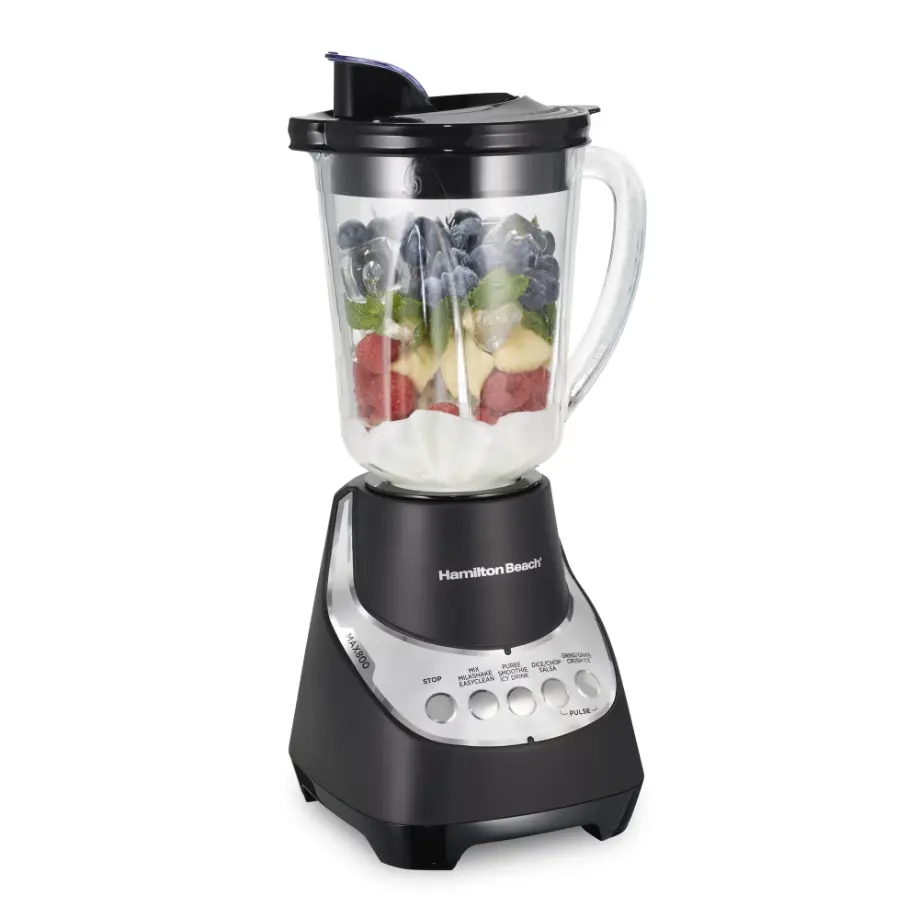 Hamilton Beach Wave Action Smoothie Blender, 48 oz Glass Jar 800 W 12-Function Countertop Blender for Kitchen, Black