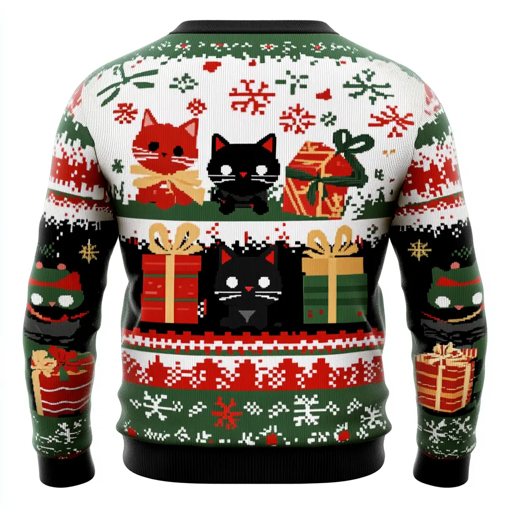 Spread Christmas Cheer with Cat Ninja Ugly Christmas Sweater - Perfect for Holiday Gatherings! Hilarious Gift for Men, Women, Kids & Groups.