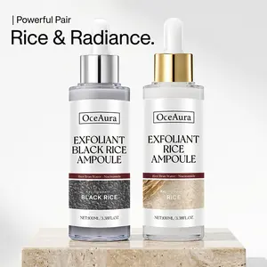 Exfoliant Rice Ampoule Duo (2-Pack) | Black Rice Pore-Minimizing & White Rice Brightening Serums with Niacinamide for Radiant, Even-Tone Skin, 100ml Each, Powerful Skincare Pair for All Types.，for Radiant, Even-Tone Skin
