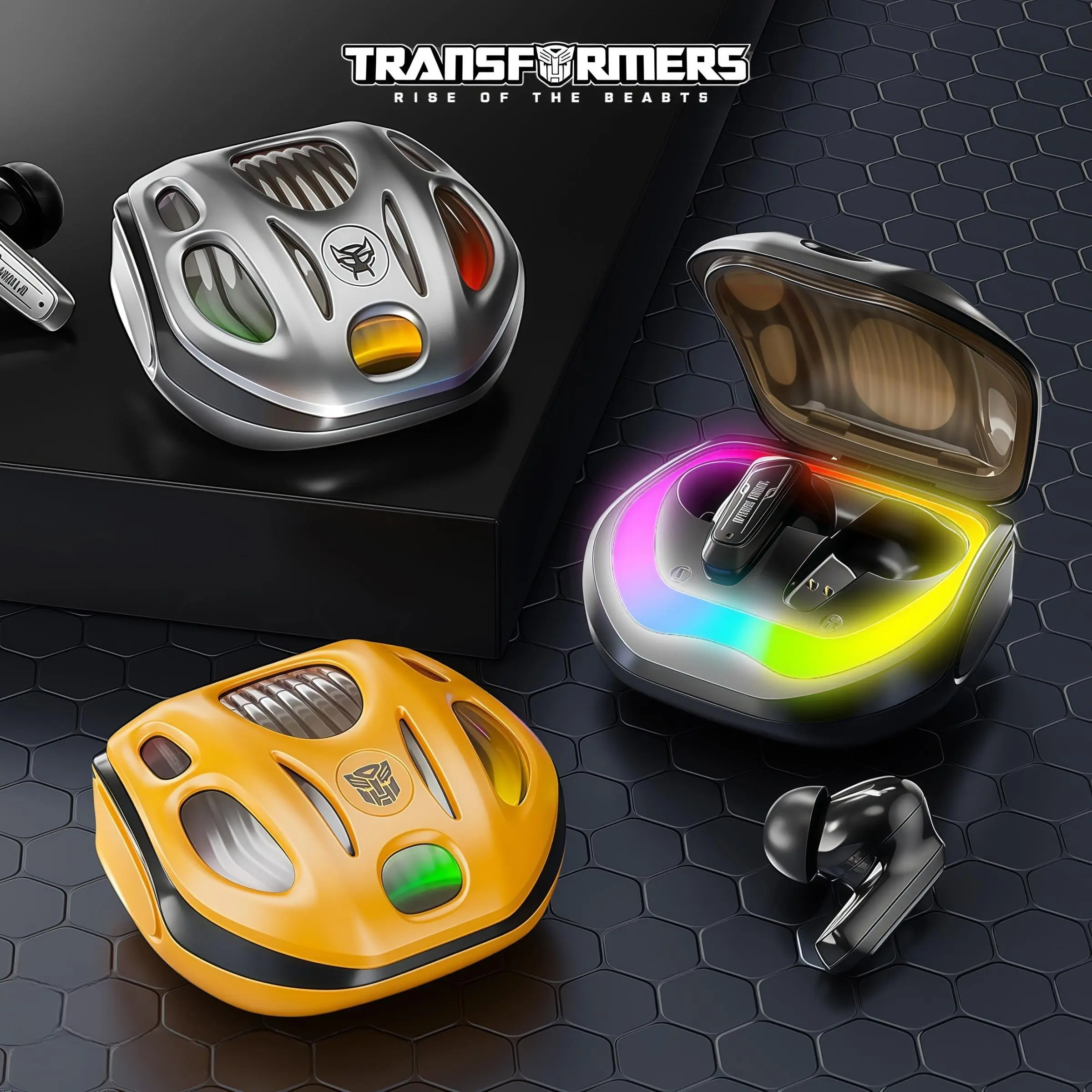 TRANSFORMERS Transformers T35 Wireless Headphones, Bluetooth-compatible 5.4 Headphones with RGB Color Atmosphere Light, 360° Stereo Surround Sound Headphones, Audio