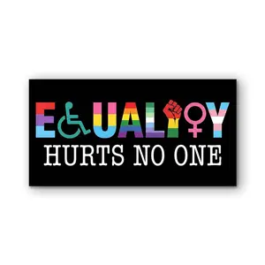Equality Hurts No One Bumper Sticker, LGBTQ Human Rights Waterproof Vinyl Car Decal BGA