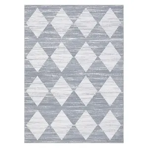 【Christmas Gift】9 x 12 ft Polyester Grey Rectangular Living Room Bedroom Dining Room Modern Geometric Diamond Print Machine Washable Area Rug