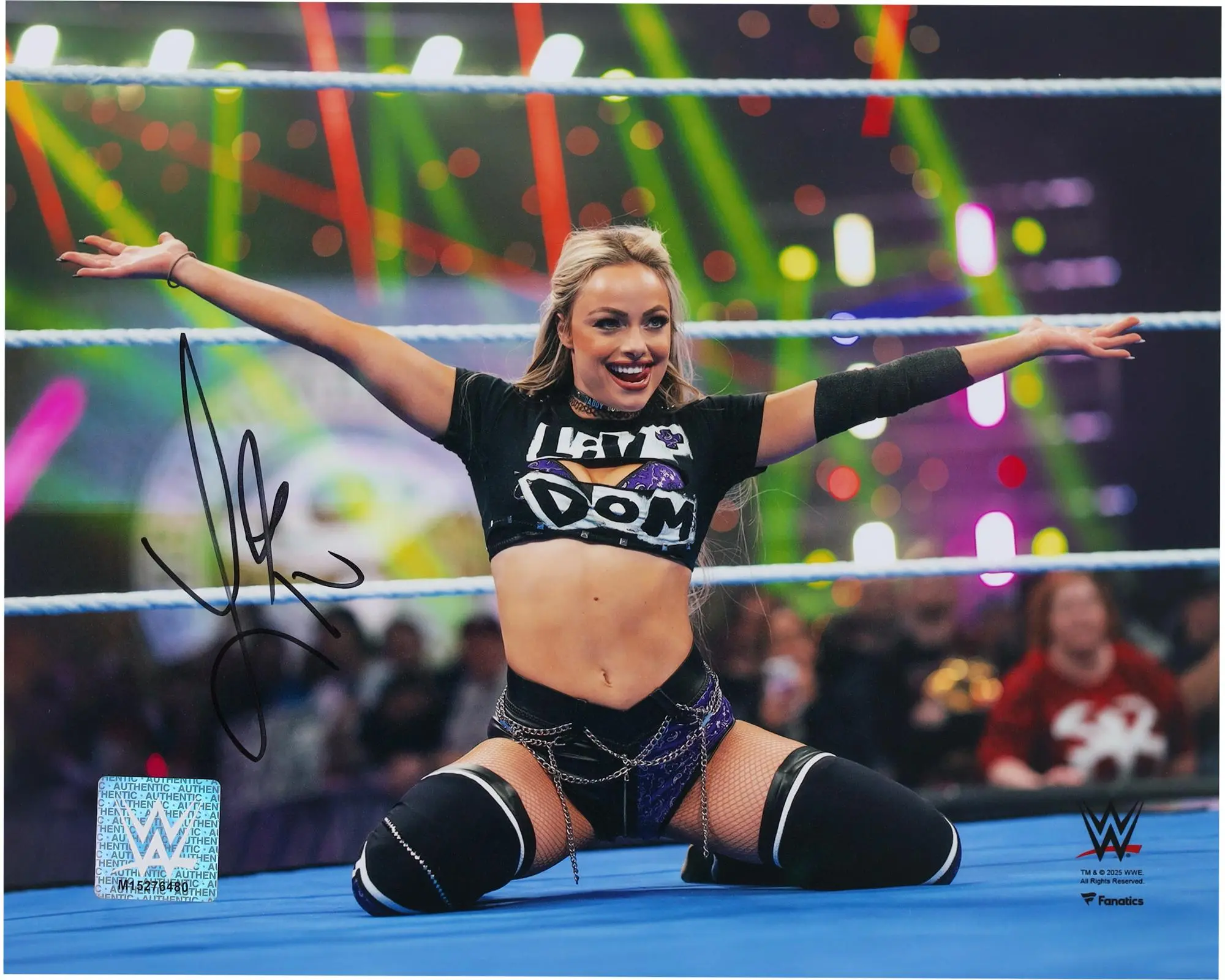 Liv Morgan WWE Autographed 8" x 10" In-Ring Arms Out Entrance Photograph - Fanatics Authentic Certified