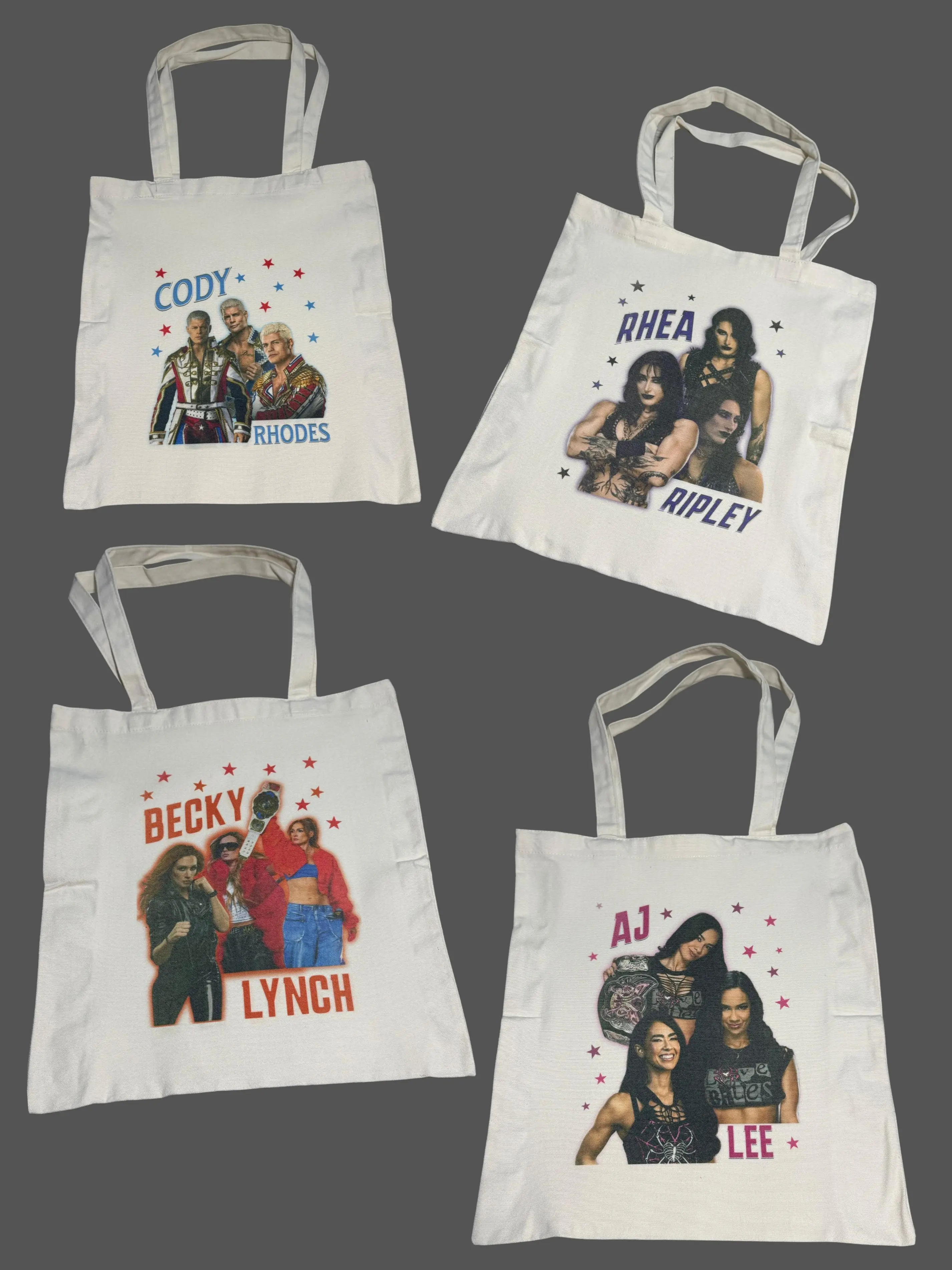 Wrestling Inspired Canvas Tote Bag 14.5x16.3 inches