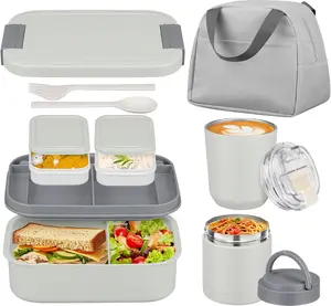 [Summervibes] Large  Lunch Box Set for Adults Kids Women with 10.5oz Soup Thermo,Coffee Tumblers Men Girls Boys Teenagers Leak-Proof Lunch Food Containers with Lunch  microwavable portable dinner hot jar