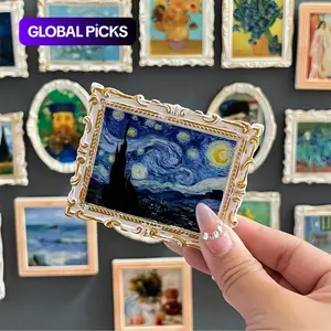Van Gogh Art Series Refrigerator Decor Magnet, 1/3 Counts Creative Magnetic Photo Frame, Vintage 3D Decorative Sticker for Home Decor, Travel Souvenirs #GLOBAL PICKS