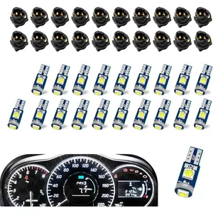 20PCS 74 LED Bulb Dash Lights Super Bright, T5 37 74 Wedge LED Bulb with PC74 PC37 Twist Lock Socket, Auto Instrument Cluster Bulbs, Replacement Instrument Panel Gauge Light Kits (White)