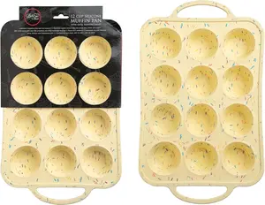 Silicone Mini Muffin Pan 12 Count – Non-Stick Muffin Pans for Baking, BPA-Free Silicone Cupcake Pans for Baking, Easy Release, Metal Handles, Oven & Dishwasher Safe