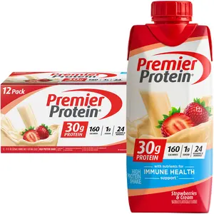 Premier Protein Shake Strawberries & Cream 30g Protein 11 fl oz 12 Ct - Vitamin