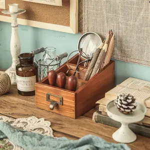 Wooden Desktop Pen Holder, Multi-Layer Staircase Storage Box, Item Display Case, Bedroom Decoration, Home Office Organizer, Desk Tidy, Stationery Storage Organizer