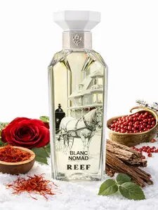 Reef Blanc Nomad Spiced Floral Woody Fragrance with Pink Pepper Saffron Dry Amber Rose Patchouli Cedarwood & Vetiver