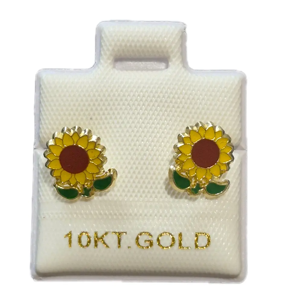 10K Real Gold Sunflower Stud Earrings, Timeless Daily Wear Jewelry for Women (Versatile Design for Casual & Formal Occasions)