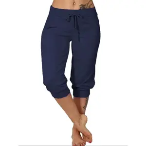 [Plus Size] Solid Color Capri Pants, Casual Comfy Capri Trousers for Daily Wear, Women's Bottoms for Summer