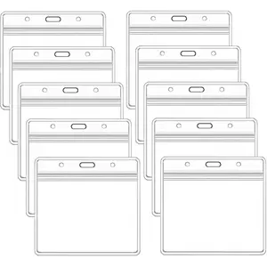 10-piece set of ID card holders, waterproof name tag holders, transparent horizontal card ID holders: Office supplies