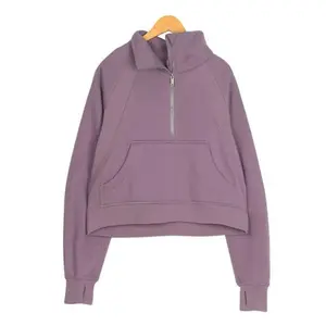 Quarter Zipper Sweatshirt  Women's Slim High Neck Yoga Wear Loose Half Zipper Sports fashion Fitness Jacket s