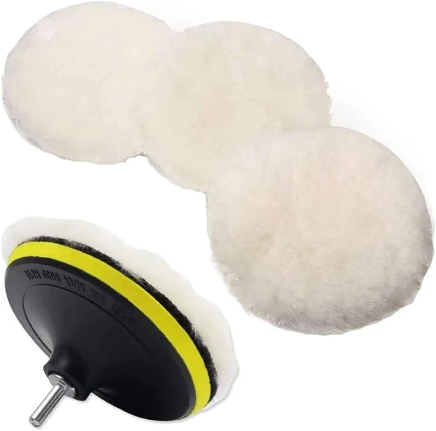 DIBMS 6 Pcs 6 Inch Wool Polishing Buffing Pads, Polishing Wheels for Drill Buffer Attachment with M14 Drill Adapter