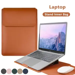 PU Leather Laptop Computer Sleeve Case Bag Stand Cover for Macbook Pro Air M4 M3 M2 M1 Samsung HP Lenovo ThinkPad Yoga Dell XPS ASUS Zenbook Acer Huawei Matebook Pouch Man Women 12.5 13 13.3 14 15 15.3 15.6 16 inch
