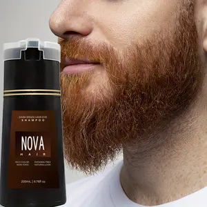 [Hair And Beard Color] Novahair 2-In-1 Shampoo, Unisex-Adult, Easy Coloring Haircare Dark Brown-1 hair dye shampoo natural