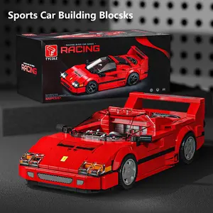Racing car building block toy, sports car model display figurine with dustproof case, desktop decor, collectible for car enthusiasts, suitable as a gift for teenagers and adults, self-assembly building block set