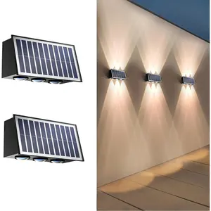 2 Pack Solar Wall Lights Outdoor Waterproof Led Up and Down Wall Lights,Solar Outdoor Lights Wall Sconce Exterior Lighting