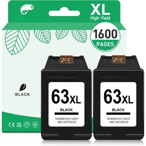 63XL Black Ink  for  63 Black Ink  for Officejet 4650 3830 5255 5258 4655 5200 Envy 4512 4520 4516 Deskjet 1112 3630 2130 Printer Ink Replacement for  63 XL (2 Pack)