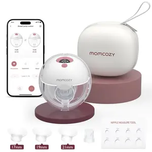 【Summer Glow】Momcozy M5 Smart APP Controlled Wearable Breast Pump, Hands-Free Wireless Electric Pump, 3 Modes 9 Suction Levels, BPA-Free, Portable Lightweight, 24mm Flange, 1-Pack Cozy Red