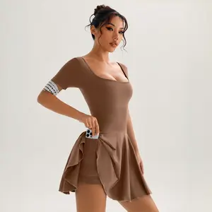 TCVC Women's Square Neck Tennis Dress with Inner Pocket, 2-in-1 Athletic Skort Dress for Workout, Golf, Pickleball & Casual Wear for Summer & Summer Wear
