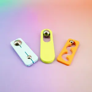 Steel Ball Silent Fidget Slider Trio - 3D Printed Sensory Stress Relief Toy Unique Fidget Gift for Anxiety Focus & Desk Entertainment in Blue Yellow & Orange Colors