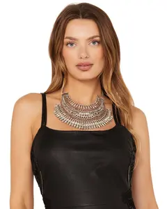 Wonderwest Women's Silver Statement Bib Necklace - Wasp23n1