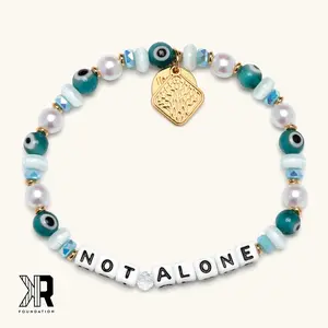 Little Words Project - Not Alone Bracelet for Infertility Support – Crystal, Glass & Faux Pearl Beads, Trackable Kindness Bracelet