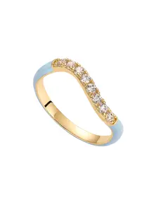 PAVOI 14K Gold Plated Wavy Stackable Ring - Colored Enamel and Cubic Zirconia Rings - Purple Enamel Eternity Bands for Women