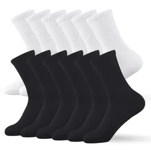 12 Pairs Unisex Cushion Crew Socks with Arch Support and Mesh Cotton Blend Athletic Sports Workout Running Cushioned Socks Comfort Cozy Sweat-absorbing Anti-Slip Comfy Value Pack
