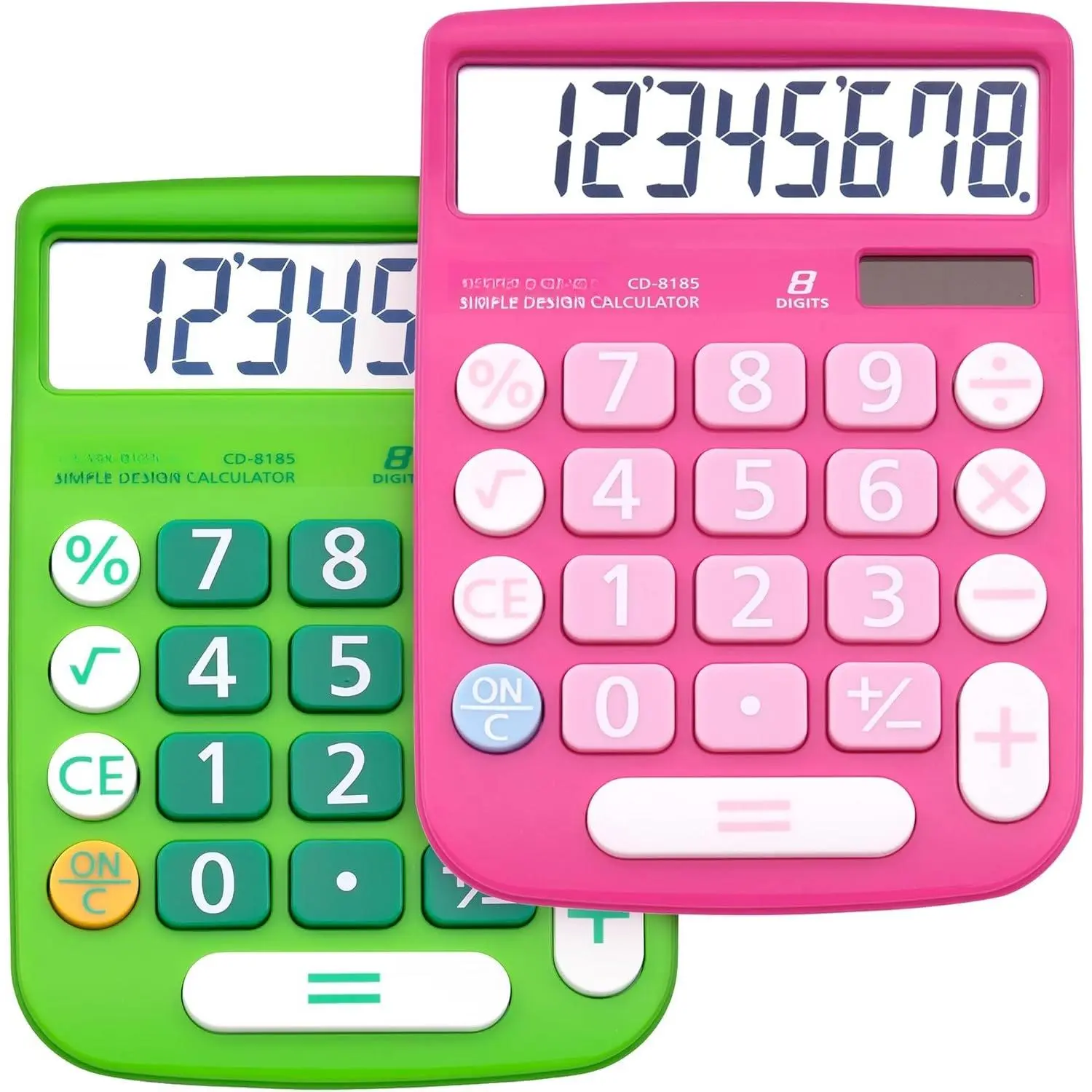 Desktop Calculator 8 Digit with Solar Power and Easy to Read LCD Display, Big Buttons, for , Office, School, Class and Business, 4 Function Small Basic Calculators for Desk, CD-8185