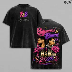 Vintage R&B Tour 2026 Tee Washed – Premium Heavy Cotton Oversize Unisex Urban Music Duo Graphic T-Shirt, Raymond & Brown Hoodie & Sweatshirt Retro Concert Streetwear Shirt, Hip Hop Soul Vintage Merch Y2K R&B Fan Collector Gift Top