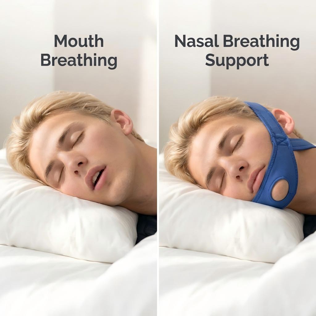 Frontloading Chin-Strap Support Forward-Oriented Jaw Posture While You Sleep