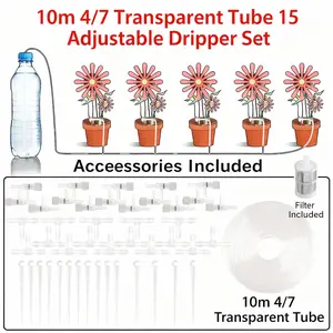 Automatic Plant Watering System, Adjustable Drip Irrigation Kit, Suitable for Potted Plants, Balcony, Garden, Indoor & Outdoor Use