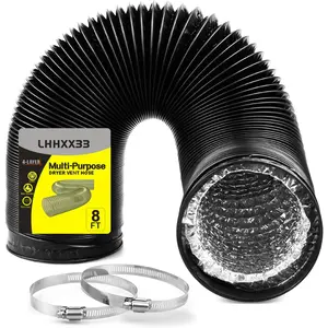 Dryer Vent Hose - 4 Inch Flexible Duct, 8Ft Long, Heavy-Duty Four-Layer Protection - Ideal LHHXX33