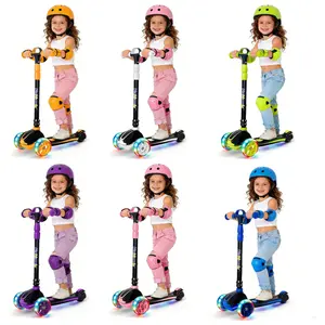 Nattork 3-Wheel Kids Kick Scooter for Ages 3-8, 4-Height 1-Click Lock Handlebar, Light-Up PU Wheels, Lean-to-Steer, Anti-Rollover Durable Frame, Foldable, 120 lbs Capacity, Premium Gift Box for Boys & Girls