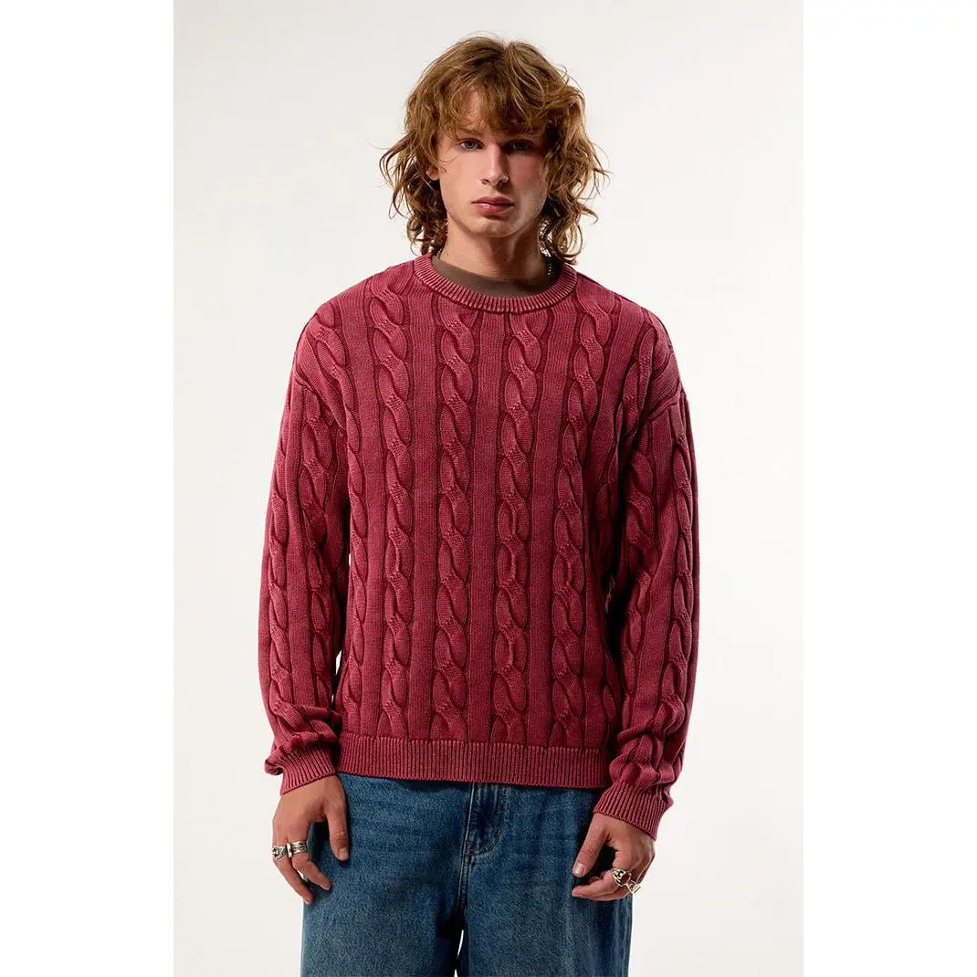 Pacsun Men's Red Grandeur Cable Knit Sweater