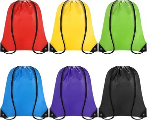 Drawstring Backpack Bulk 6 PCS, Drawstring Bags String Backpack Cinch Sack Gym Bags for Sport Trip Beach Swimming, 6 Color Grneric