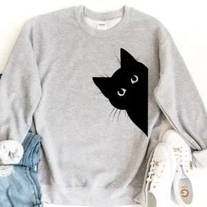 Black Cat Sweatshirt, Cat Lover T-Shirt, Cat Lover Gift, Cats Hiding Sweater, Gift For Cat Lover